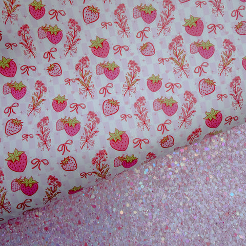 Duo Strawberry Sparkles Glitter & Leather Sheets