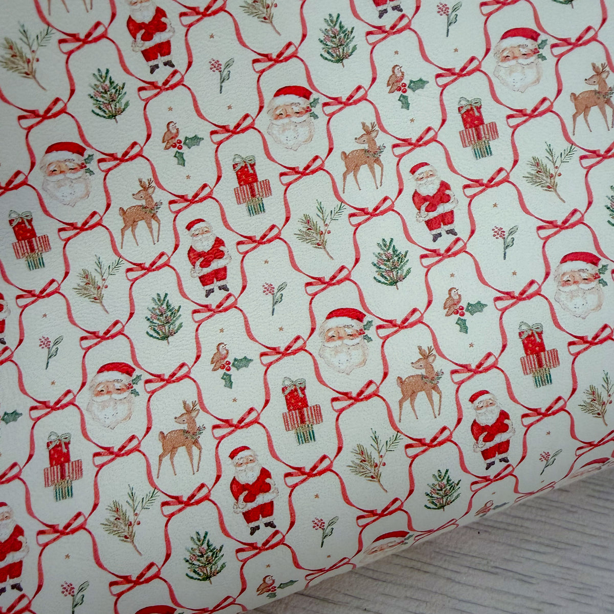 Santa Claus Bows Faux Leather Sheet