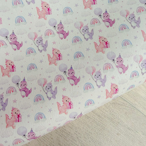 Birthday Dinosaur Pink Leatherette