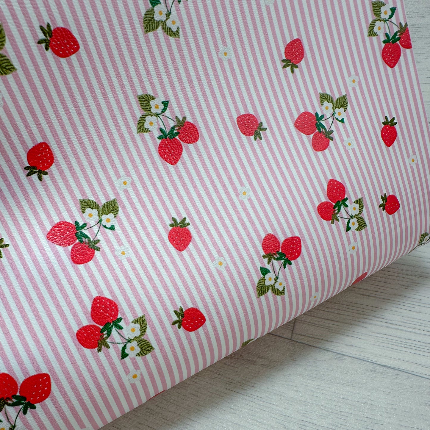 Pink Strawberry Stripes Leatherette