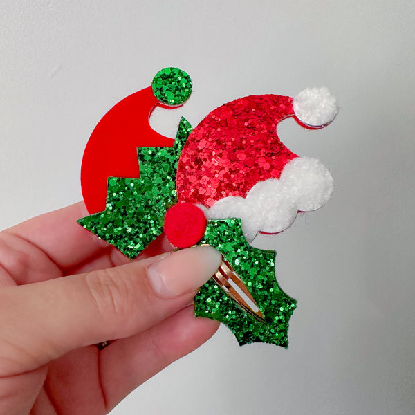PREORDER SEPT Santa & Elf Hat Snap Clip Die Glitter Glitter On The Wall Exclusive