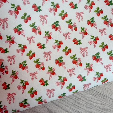 Bow Gingham Strawberry Leatherette