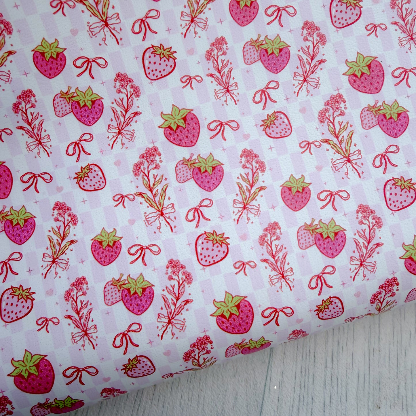 Strawberry Sparkle Blooms Faux Leather