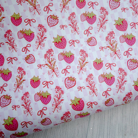 Strawberry Sparkle Blooms Faux Leather
