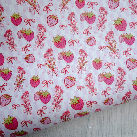 Strawberry Sparkle Blooms Faux Leather