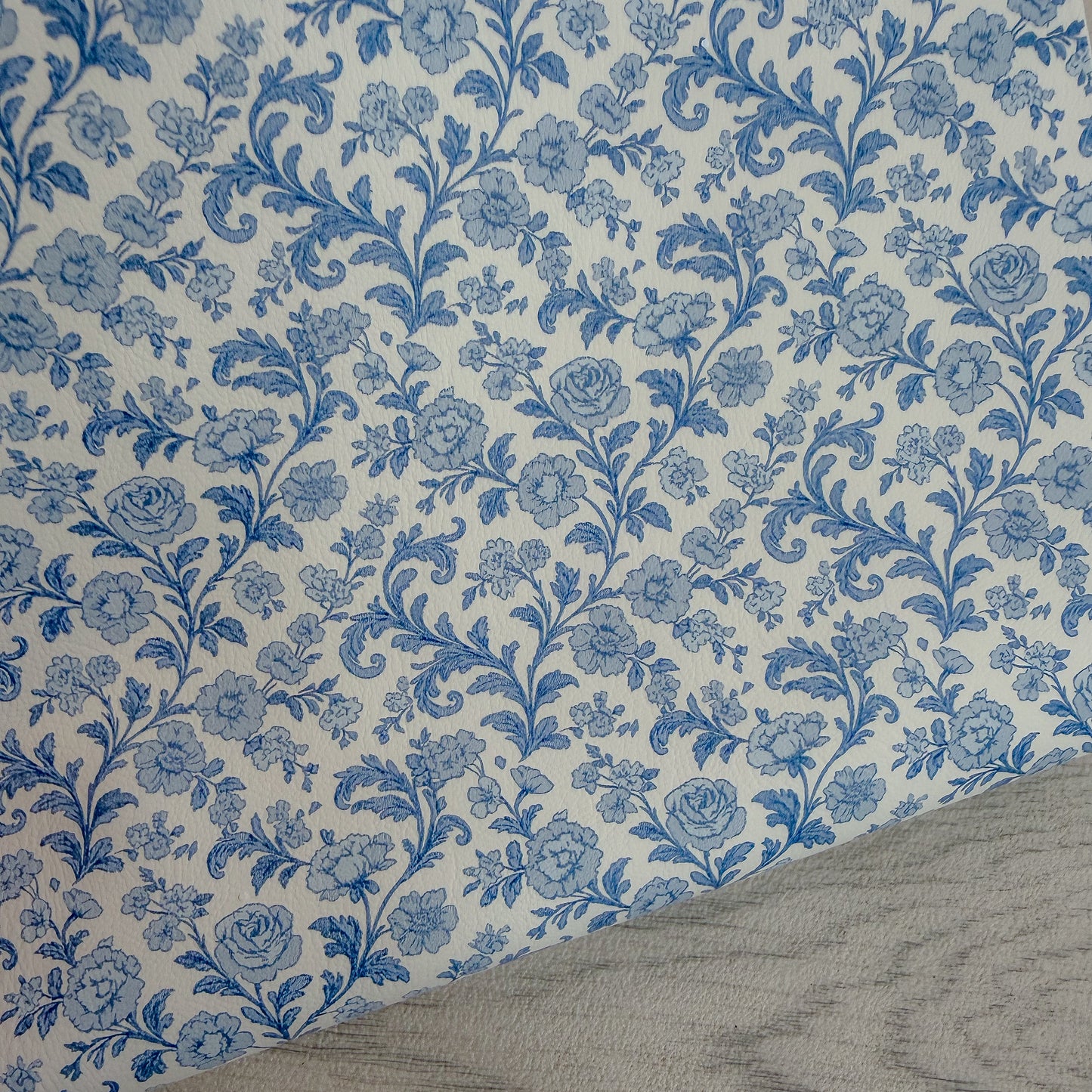 Blue Vintage Blooms Leatherette