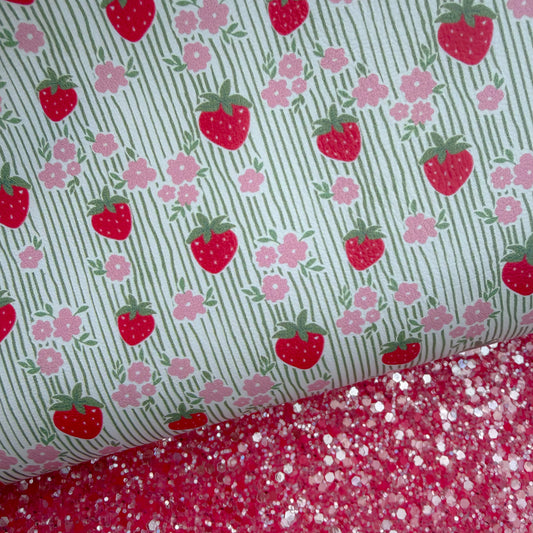 Duo Strawberry Stripy Green Glitter & Leather Sheets
