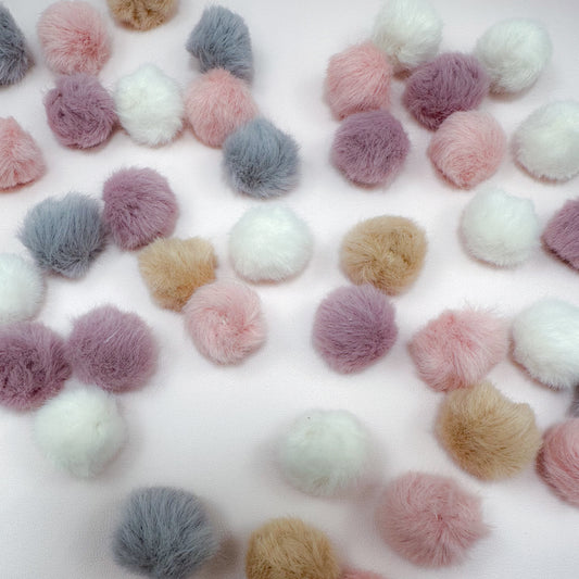 Dinky Faux Fur Pom Poms Bunny Tails
