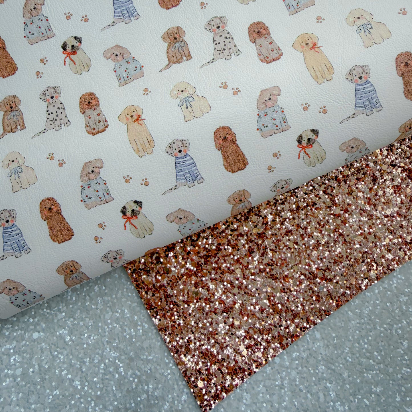 Trio Adorable Pups Glitter & Leather Sheets