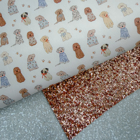 Trio Adorable Pups Glitter & Leather Sheets