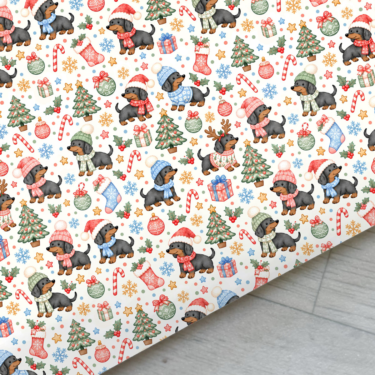 Festive Dachshund Faux Leather Sheet