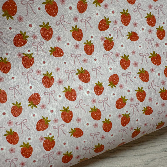 Flowers, Bows & Strawberries Leatherette