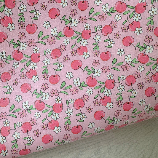 Cherry Flowers Leatherette