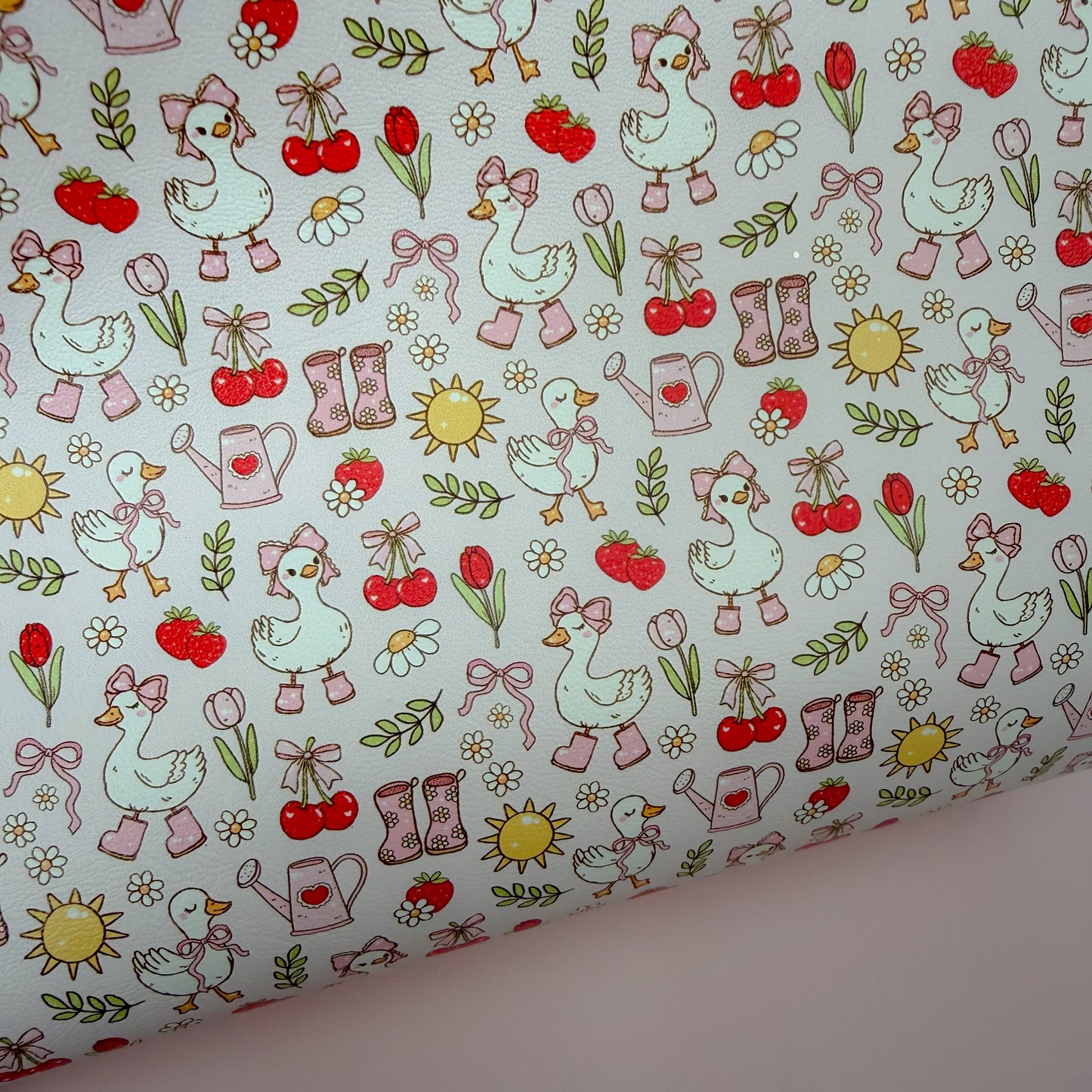Spring Ducks Faux Leather Sheet