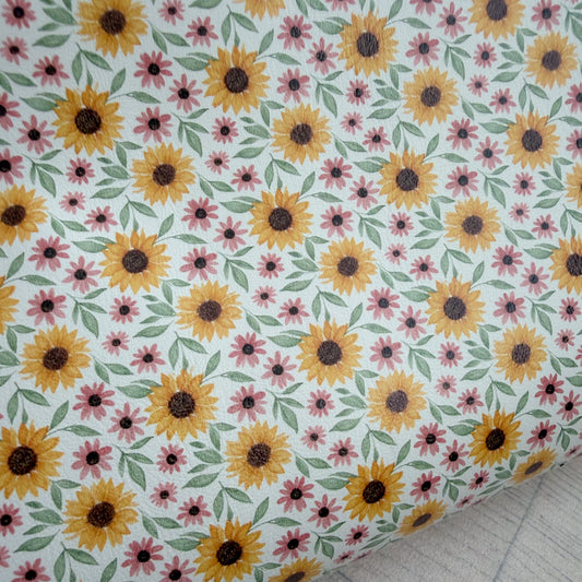 Sunflower faux leather sheet for bow crafts
