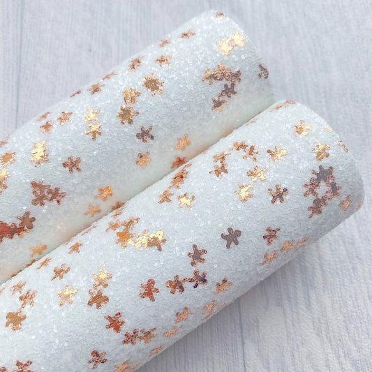 Gingerbread man Christmas Chunky Glitter fabric A4 sheet bow crafts