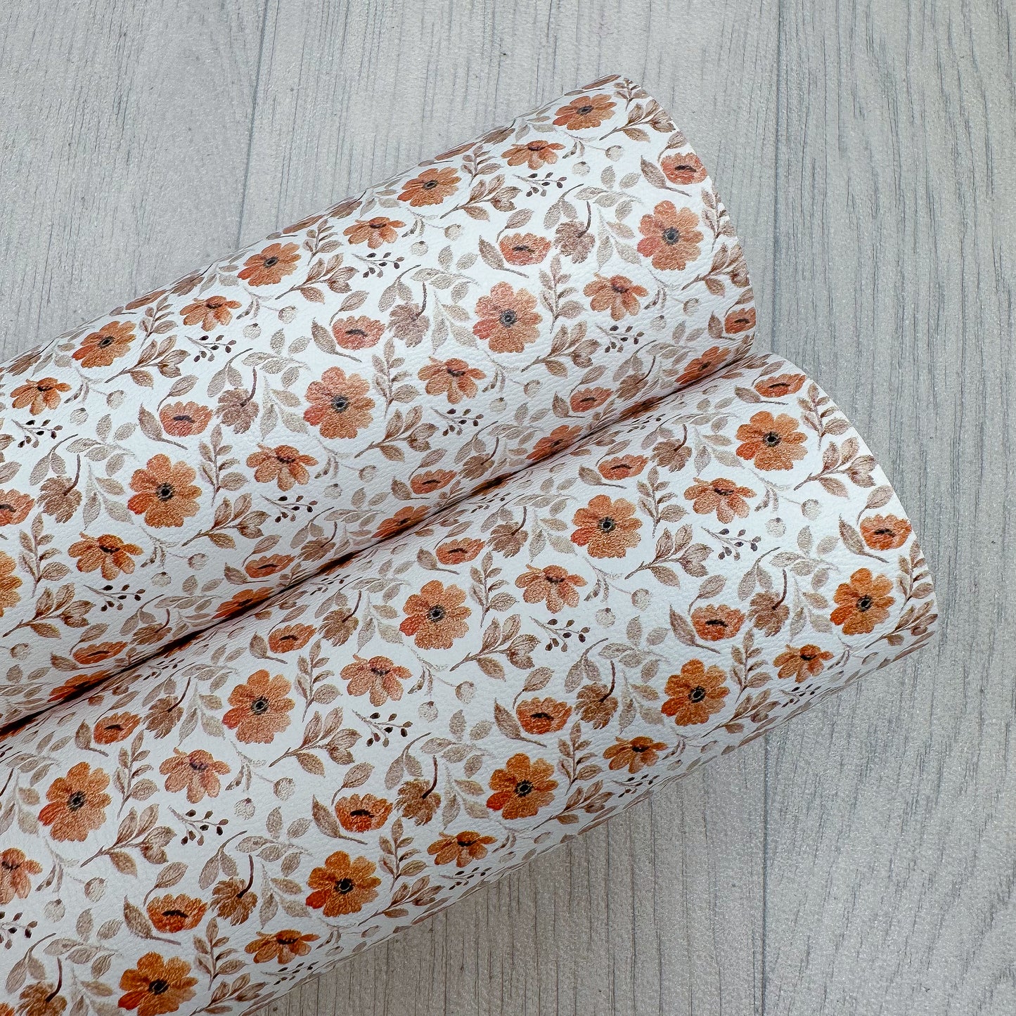 Burnt Orange Floral Faux Leather Sheet
