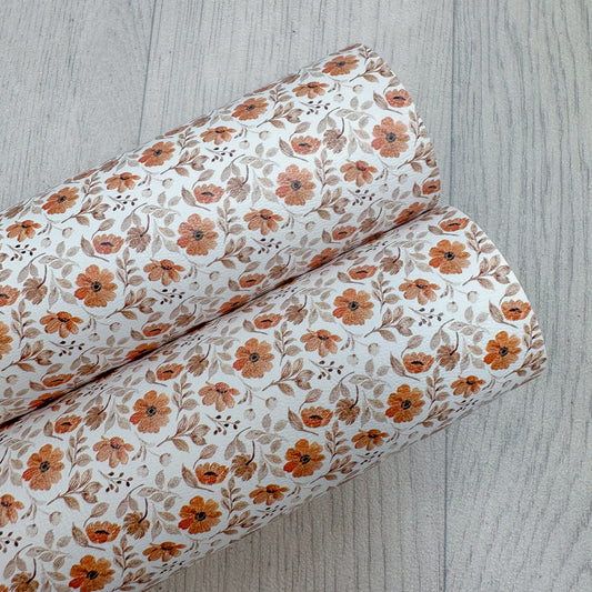 Burnt Orange Floral Faux Leather Sheet