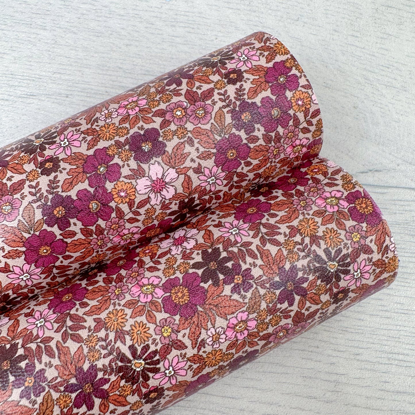 Ditsy Plum Autumn Floral Leatherette
