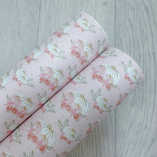 Pink Pumpkins Faux Leather Sheet