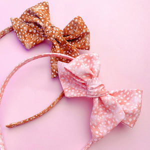 Fawn Freckles Bow Strips/Alice Band