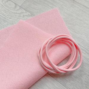 Rose Quartz Pink 100% Merino Wool Felt 1 Sheet With 5 Cotton Candy Pink Nylon Headbands