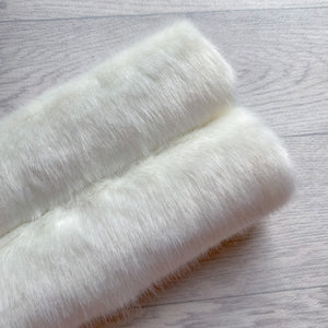 White Penguin Fluff Faux Fur Fabric