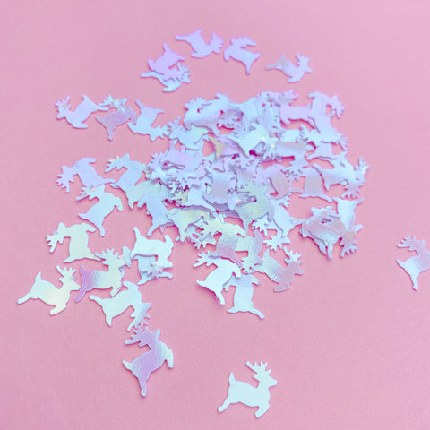White Iridescent Reindeer Sequins