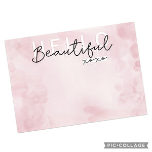 Nylon Headband Hello Beautiful Pink Bow Display Cards