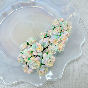 Mulberry Paper Flowers Pastel Rainbow Open Roses