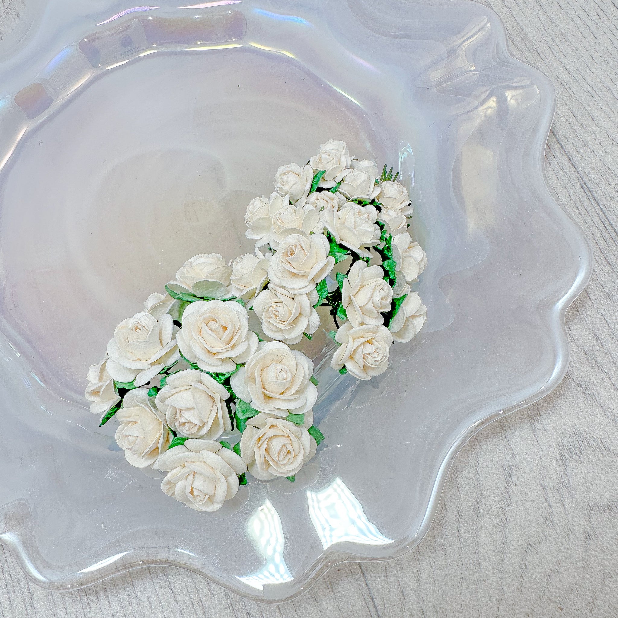 Mulberry Paper Flowers Ivory Open Roses