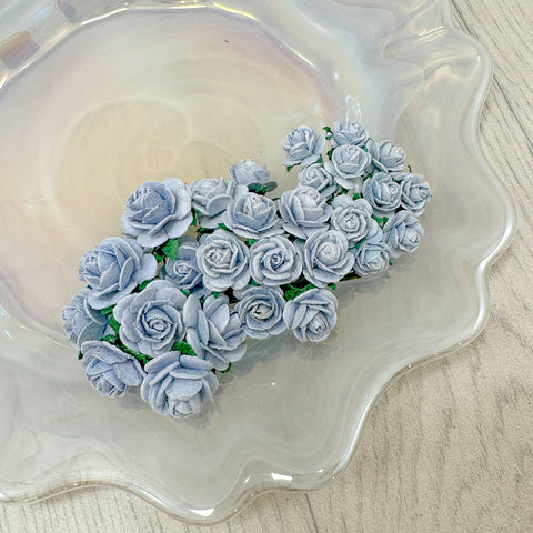 Mulberry Paper Flowers Baby Blue Open Roses