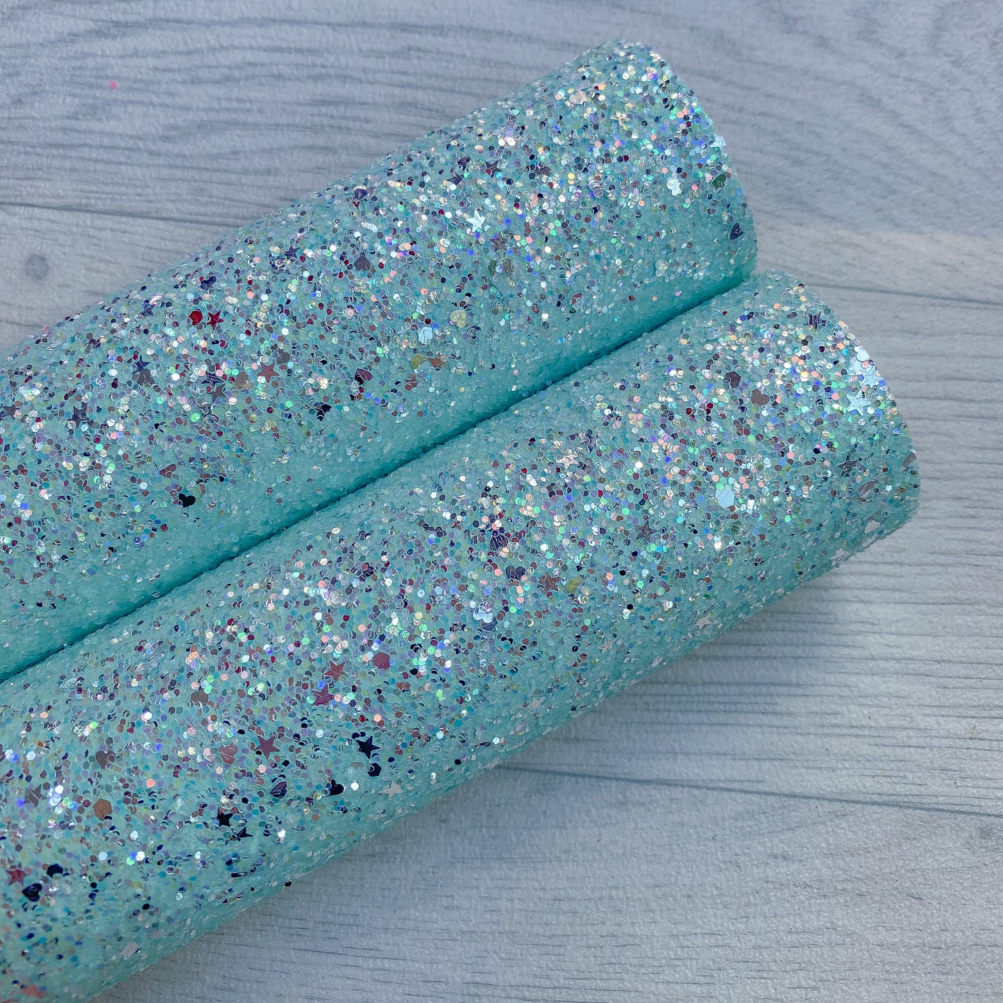 Mint silver Chunky Glitter fabric A4 sheet bow crafts