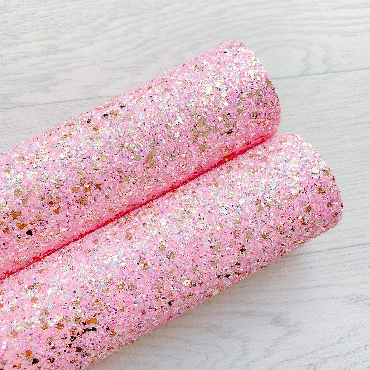 Pink gold Chunky Glitter fabric A4 sheet bow crafts supplies glitter material wallpaper maker hair bows 