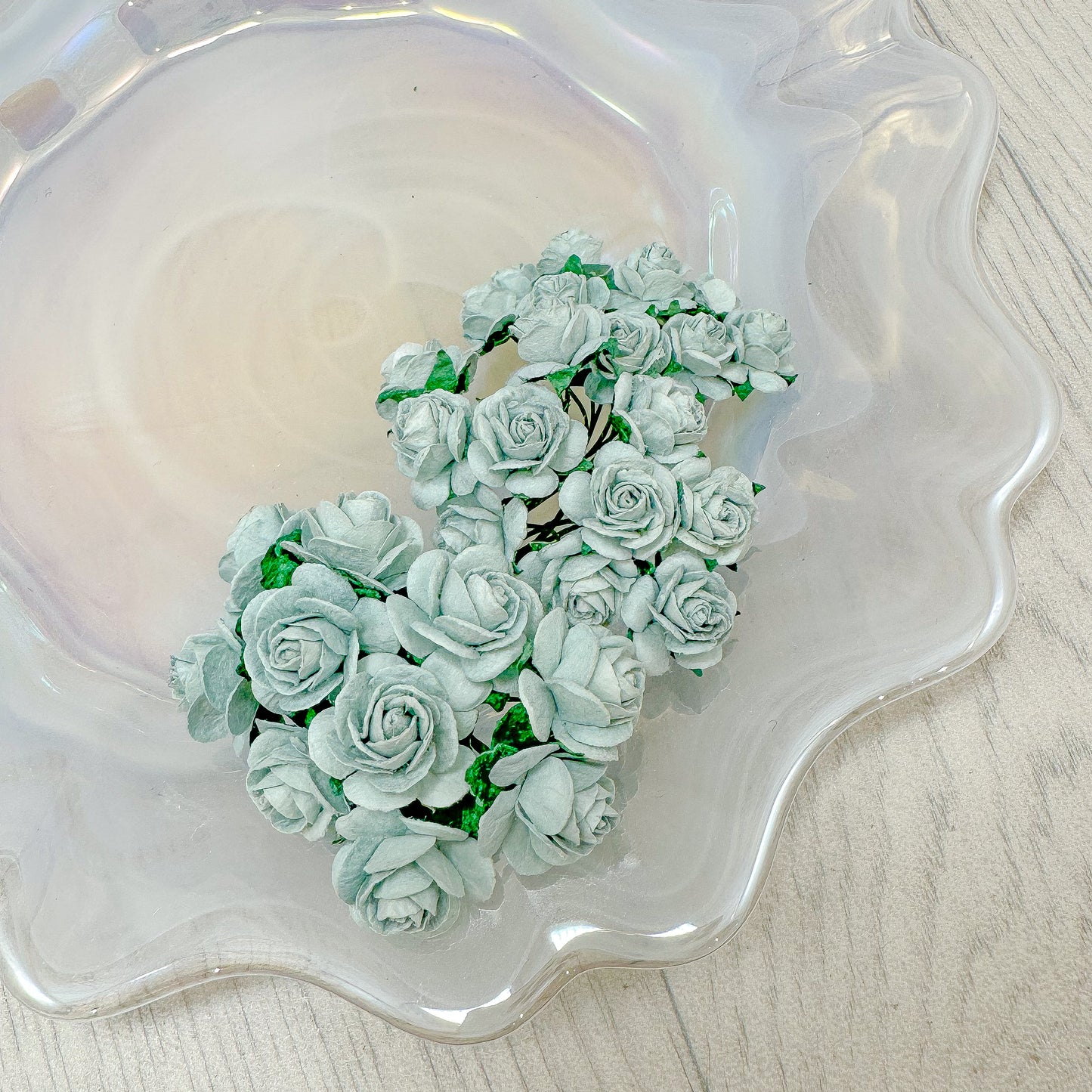 Pale Grey Mulberry Paper Flowers Open Roses