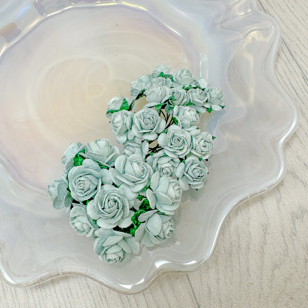 Pale Grey Mulberry Paper Flowers Open Roses