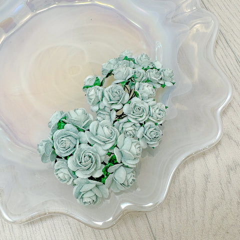 Pale Grey Mulberry Paper Flowers Open Roses