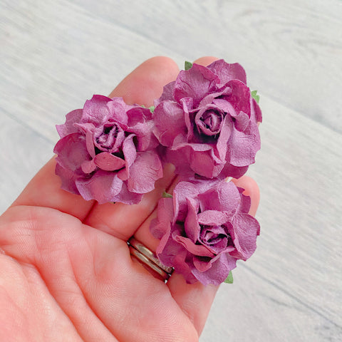 Plum Modern Rose Mulberry Flowers 37mm (10)