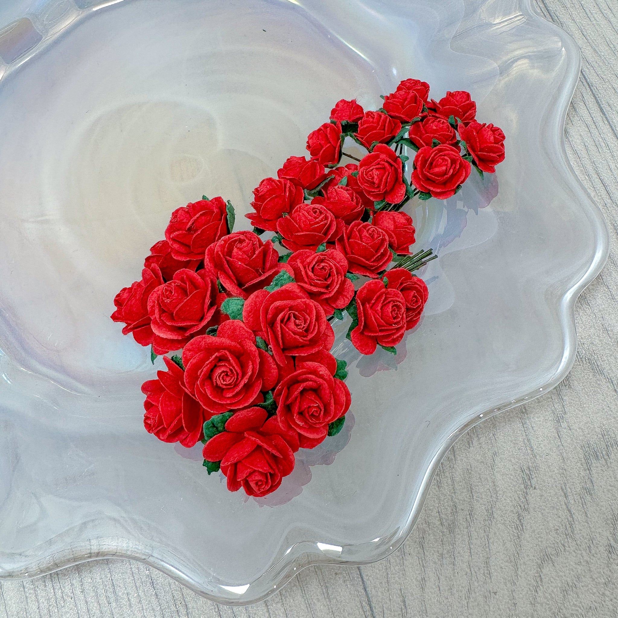 Mulberry Paper Flowers Red Open Roses