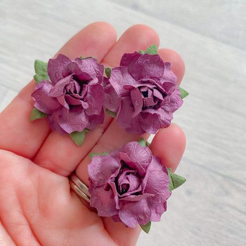 Plum Modern Rose Mulberry Flowers 25mm (10)