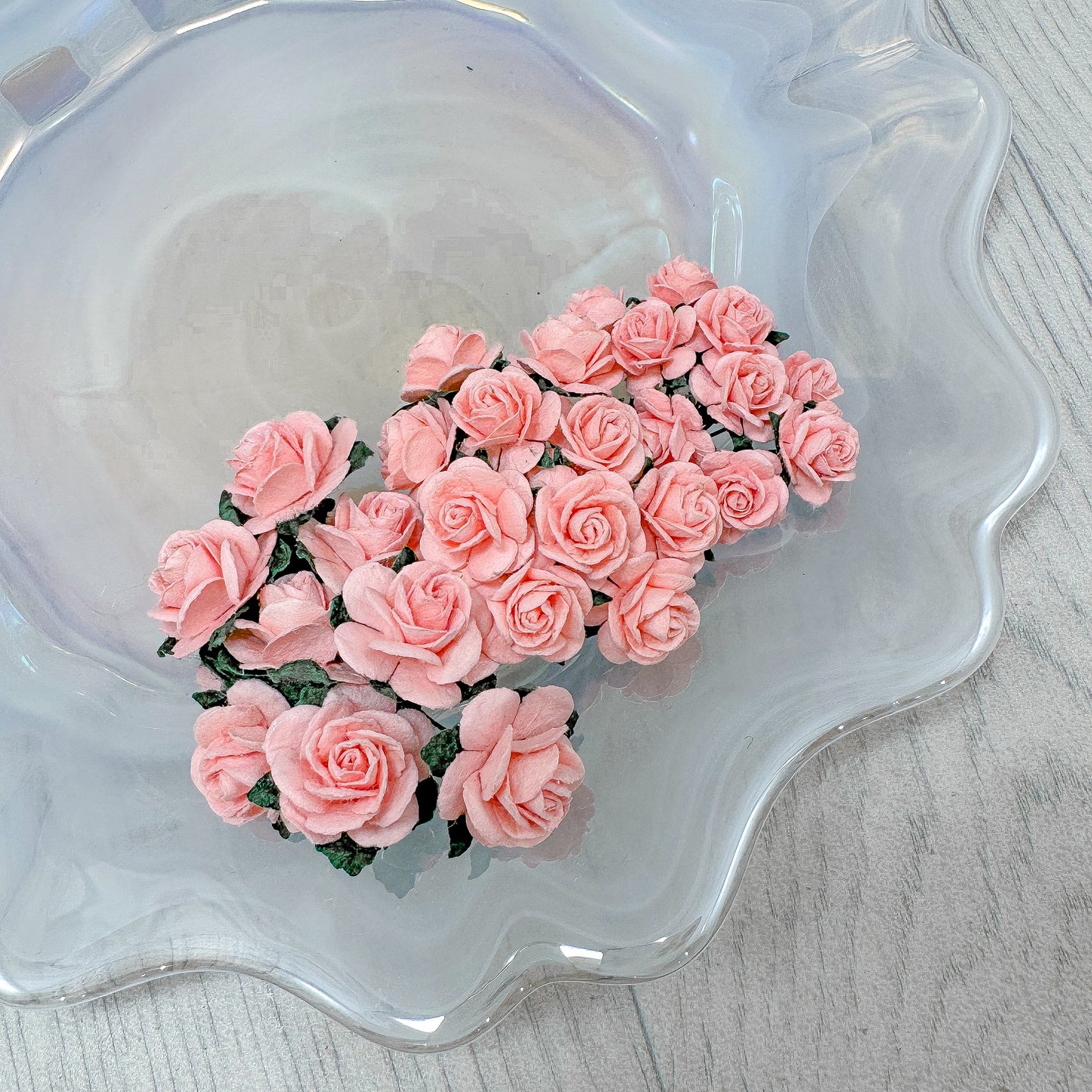 Mulberry Paper Flowers Pale Pink Open Roses