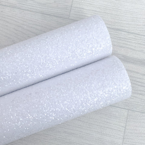 White clear chunky glitter roll fabric 