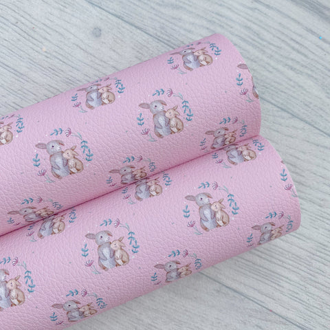 Bunnies on Pink Leatherette