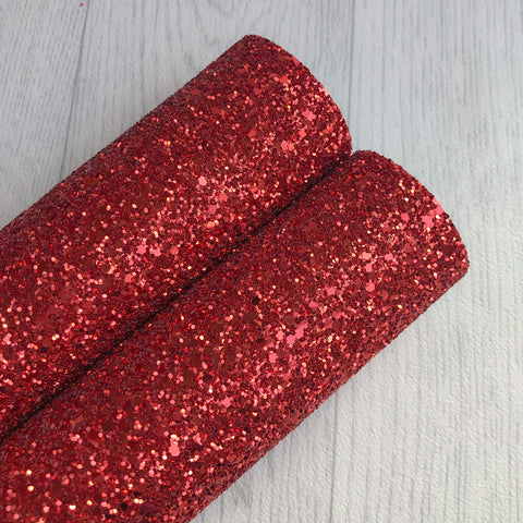 Red  Chunky Glitter fabric A4 sheet bow crafts
