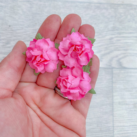 Hot Pink Modern Rose Mulberry Flowers 25mm (10)