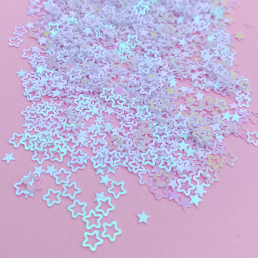 White Iridescent Star Sequins