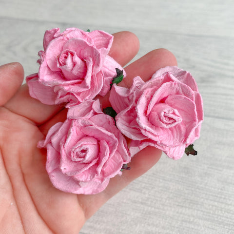 Pink Curly Rose Mulberry Flowers 50mm (5)