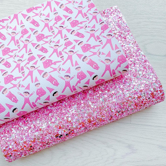 Santa’s Little Helper Duo Glitter & Leatherette Pink