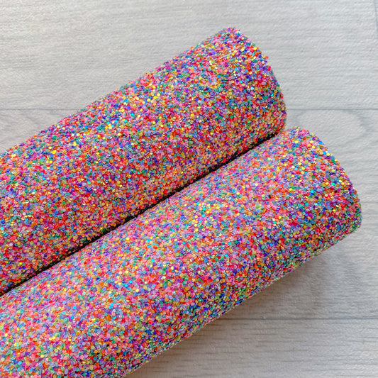 Rainbow  Chunky Glitter fabric A4 sheet bow crafts