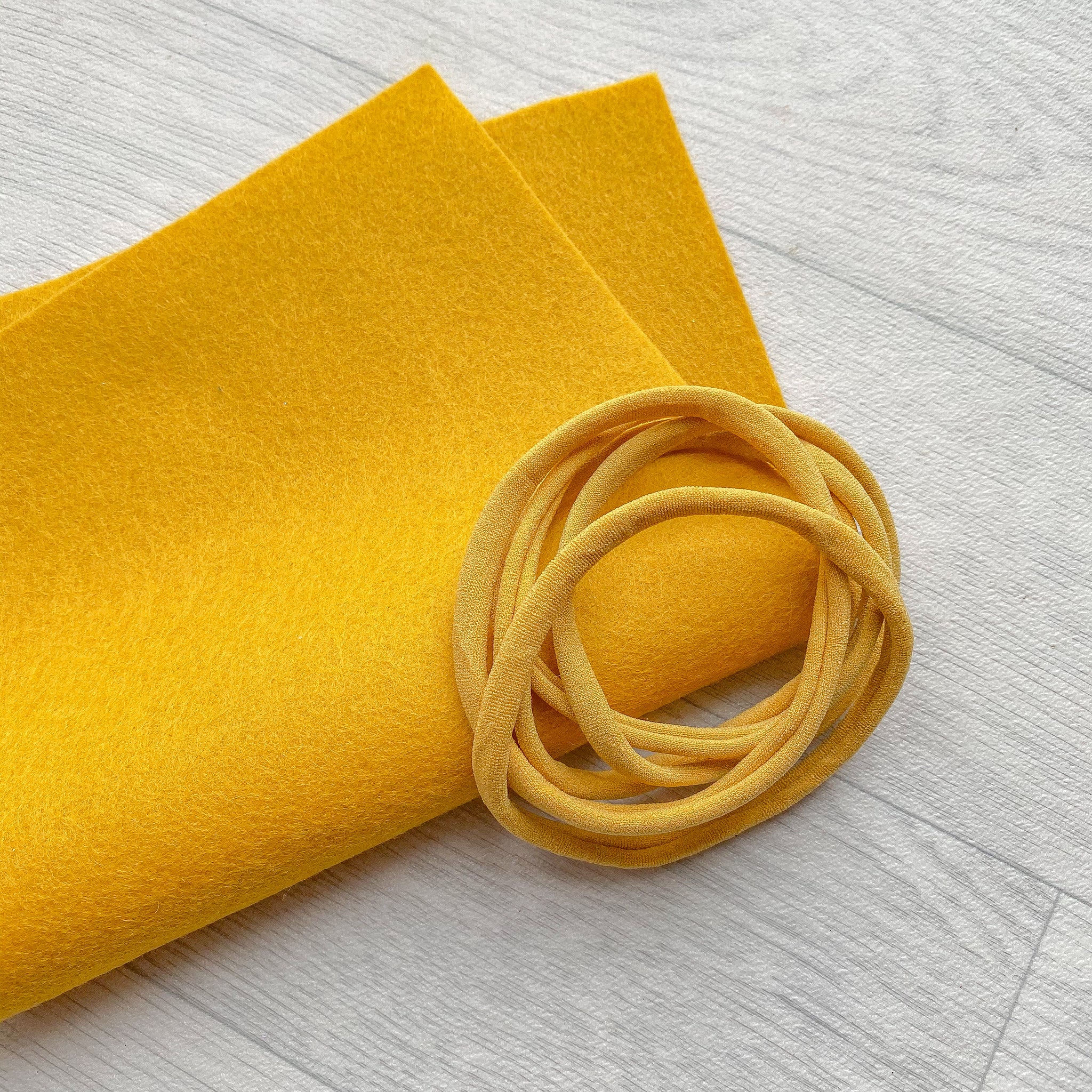 Mustard 100% Merino Wool Felt 1 sheet With 5 Mustard Nylon Headbands